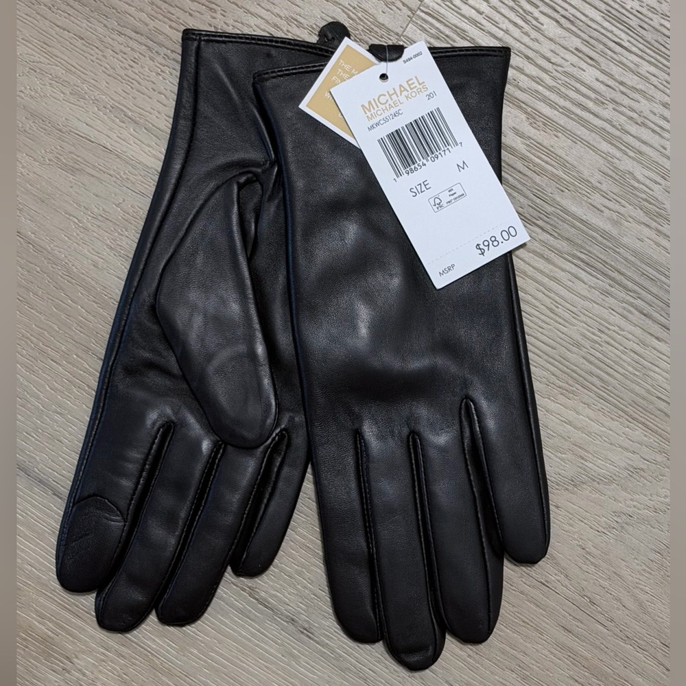 Michael Kors Brown Leather Gloves